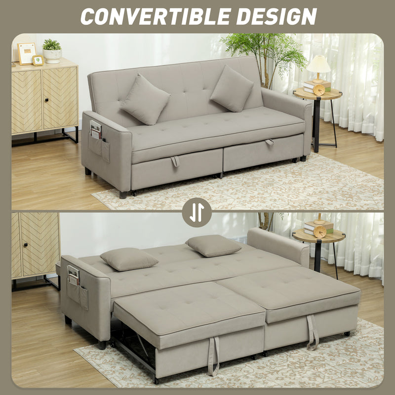 HOMCOM Reversible L-Shaped Sectional Sofa Bed with Cushions