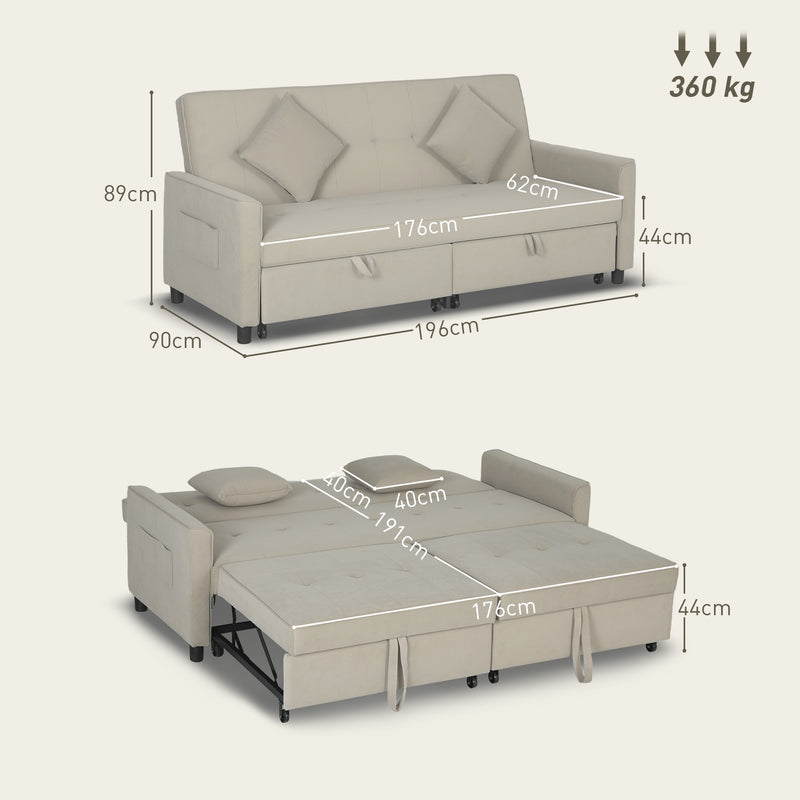 HOMCOM Reversible L-Shaped Sectional Sofa Bed with Cushions
