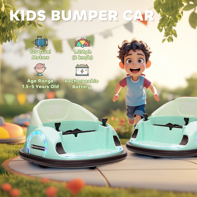 AIYAPLAY 360° Rotation 12V Pink Kids Bumper Car W/ Remote Control