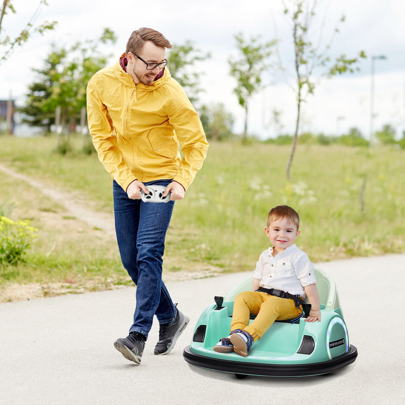 AIYAPLAY 360° Rotation 12V Pink Kids Bumper Car W/ Remote Control