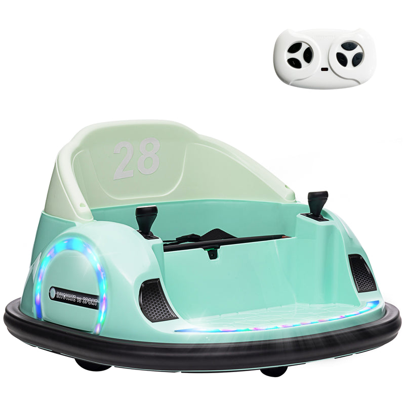 AIYAPLAY 360° Rotation 12V Pink Kids Bumper Car W/ Remote Control