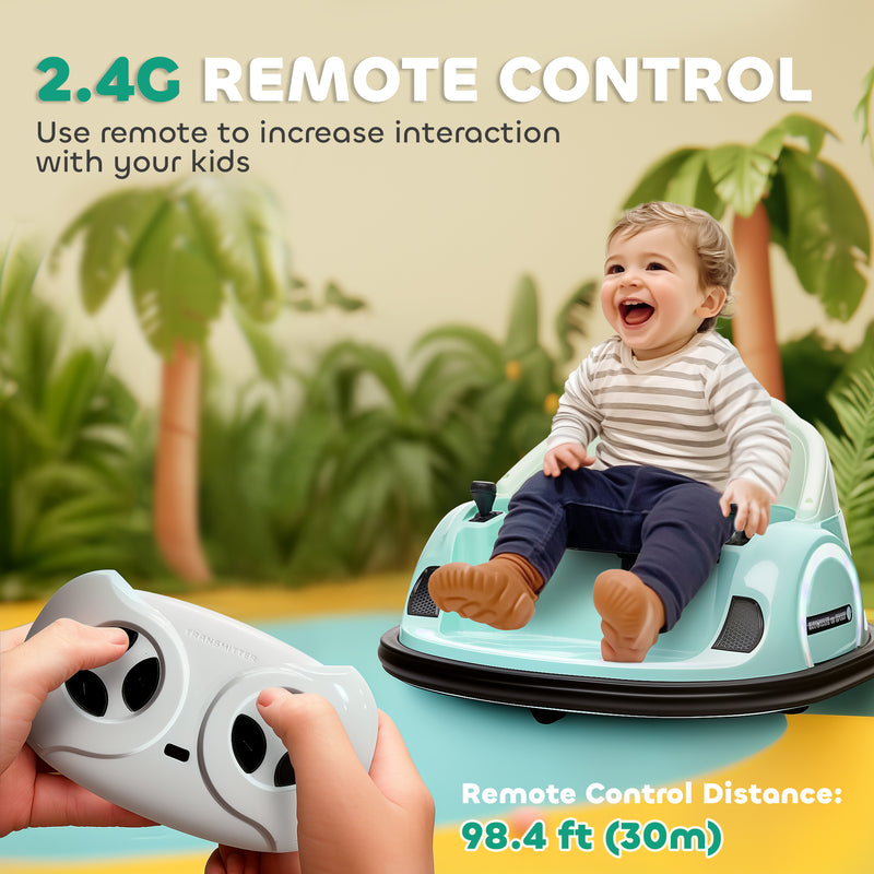 AIYAPLAY 360° Rotation 12V Pink Kids Bumper Car W/ Remote Control