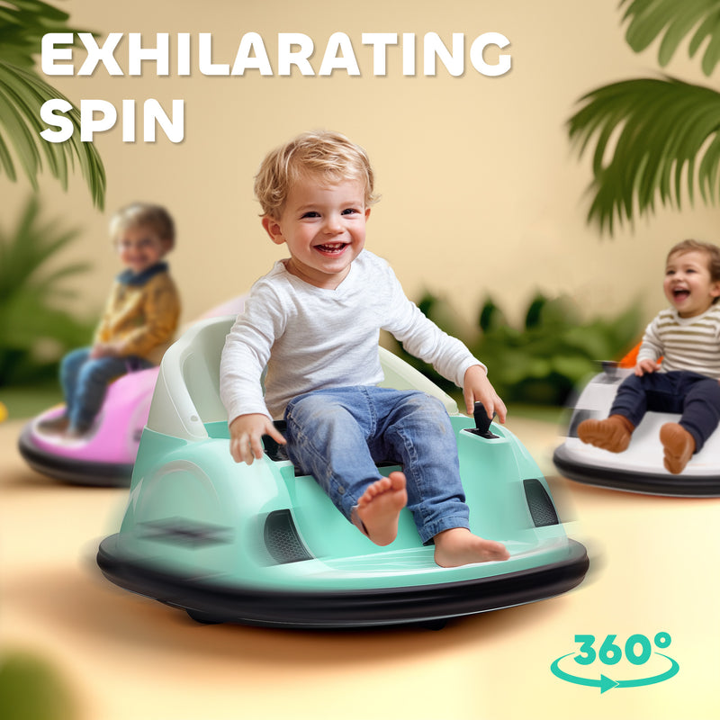 AIYAPLAY 360° Rotation 12V Pink Kids Bumper Car W/ Remote Control