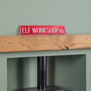50cm Red Metal Christmas Elf Workshop Road Sign Hanging Decoration