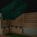 3m Solar Powered Lit Banana Cantilever Garden Parasol With LEDs & Base Weights Included In Green