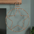 49cm Battery Powered Light up Christmas Gold Star Ball with Twinkling Warm White LEDs