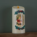 20cm Dual Powered Light up Christmas Pillar Candle Water Spiner with Santa and LEDs