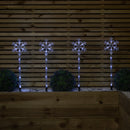 69cm Set of 4 Plastic Crystal Snowflake Pathfinder Christmas Lights with White LEDs