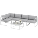 Outsunny 6 Seater Aluminium Garden Furniture Set with Table, Cushions, Grey