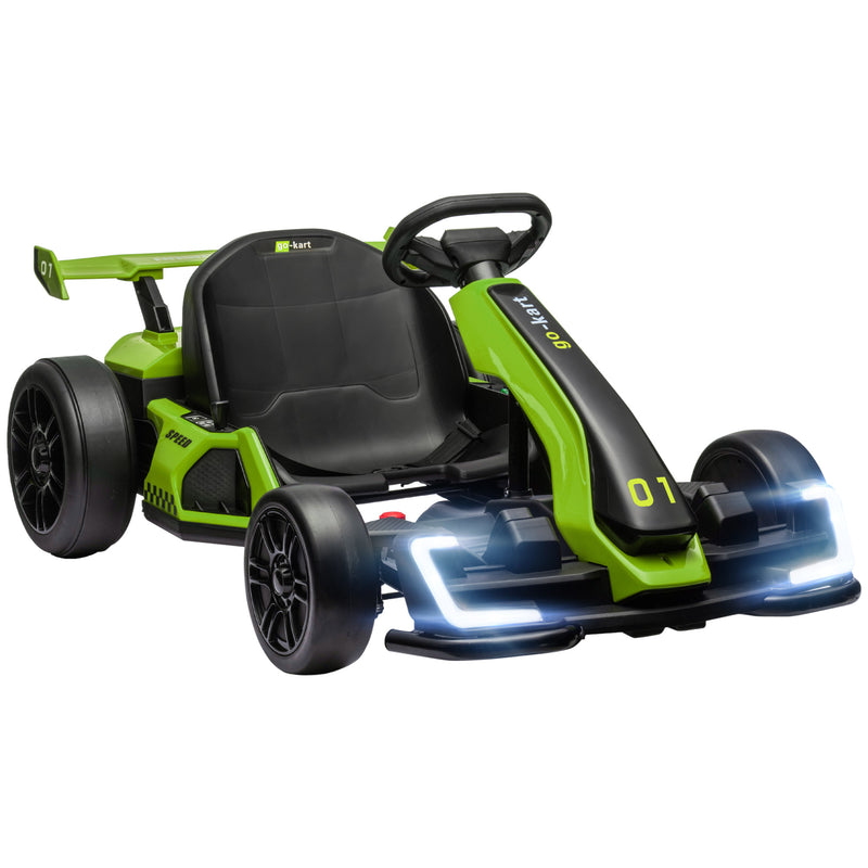 HOMCOM 24V White Electric Go Kart For Kids With Adjustable Seat