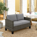 Outsunny Rattan Sofa With Cushions, 2 Seater Garden Furniture