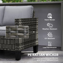 Outsunny Rattan Sofa With Cushions, 2 Seater Garden Furniture
