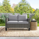 Outsunny Rattan Sofa With Cushions, 2 Seater Garden Furniture