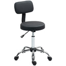 HOMCOM Rolling Stool With Backrest, Wheels, Faux Leather Salon Chair
