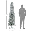 HOMCOM Artificial Pencil Christmas Tree with Snow Flocked Tips, Green