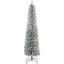 HOMCOM Artificial Pencil Christmas Tree with Snow Flocked Tips, Green