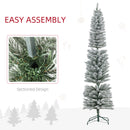 HOMCOM Artificial Pencil Christmas Tree with Snow Flocked Tips, Green