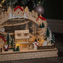 40cm Battery Operated Wooden Christmas Alpine Scene with LEDs