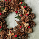 Winter Spice Hanging Christmas Wreath with Pine Cones Berries & Dried Fruit