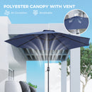 Outsunny 3(m) Garden Umbrella Outdoor Sunshade Canopy W/ Tilt & Crank Navy