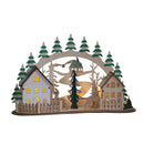 19cm Battery Operated Light up Christmas Wooden Village Scene with Reindeer & 5 Warm White LEDs