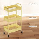 HOMCOM 3 Tier Rolling Utility Cart with 3 Mesh Basket