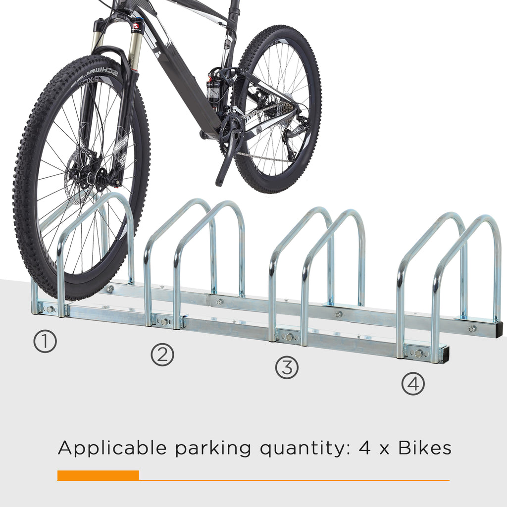 HOMCOM Bike Parking Rack Bicycle Locking Storage Stand for 4 Cycling S