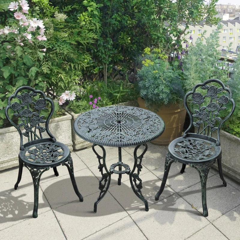 Outsunny Bistro Set Cast Aluminium - Green