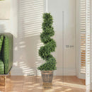 HOMCOM Set Of 2 Potted Artificial Plants, Topiary Spiral Cypressd Trees