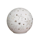 15cm Battery Operated Light up Star Glass Ball in White with Warm White LEDs