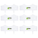 33cm Set of 4 White Plastic Picket Fence Garden Edging with Wood Effect