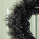50cm Plain Black Tipped Hanging Christmas & Halloween Artificial Wreath
