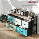 HOMCOM 5-Drawer Chest of Drawers, Fabric Dresser with Open Shelf