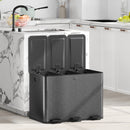 HOMCOM 3 x 20L Triple Kitchen Bin Pedal Bin for Recycling and Waste, Black