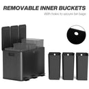 HOMCOM 3 x 20L Triple Kitchen Bin Pedal Bin for Recycling and Waste, Black