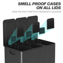 HOMCOM 3 x 20L Triple Kitchen Bin Pedal Bin for Recycling and Waste, Black