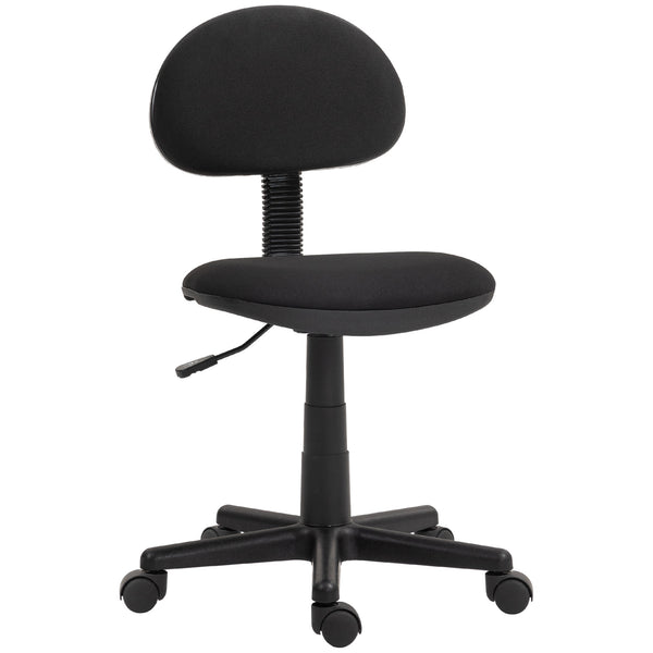 HOMCOM Armless Office Chair With Adjustable Height 360° Swivel Wheels Black
