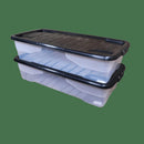 2 x 42L Clear Under Bed Storage Box with Black Lid, Stackable and Nestable Design Storage Solution
