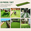 Outsunny 10-Piece Artificial Grass Set, Weatherproof Turf Tiles, Outdoor Carpet
