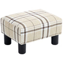 HOMCOM Chic Linen Fabric Foot Stool Ottoman Cube with Legs, Multi-colored