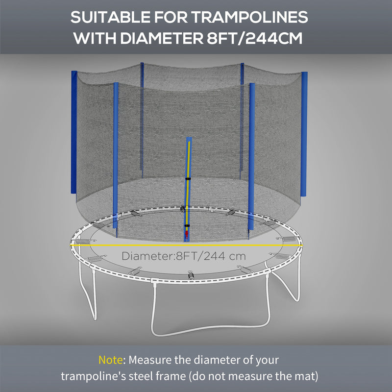 SPORTNOW 8ft Trampoline Net Replacement Safety Net with Zipped Door