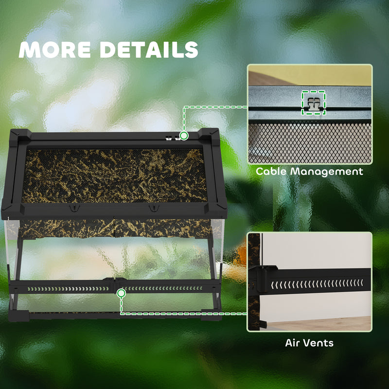 PawHut Glass Terrarium Reptile Vivarium with Stone Background