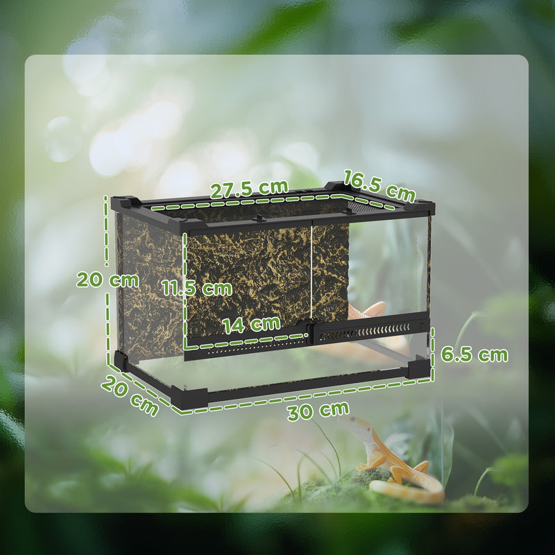 PawHut Glass Terrarium Reptile Vivarium with Stone Background