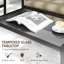 Outsunny 4 Piece Garden Sofa Set w/ Tempered Glass Coffee Table Khaki