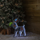 40cm Infinity Light up Snowdog Christmas Decoration with White LEDs on Wooden Base
