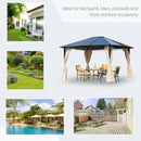 Outsunny Hardtop Gazebo 3.6m x 3m - Brown