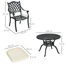 Outsunny 4 Seater Outdoor Dining Set With Cushions Parasol Hole Cast Aluminium