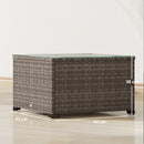 Outsunny Outdoor Coffee Table With Glass Top, Rattan Side Table