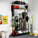 3 Golf Bags Storage Garage Organizer with Wheels 4 Hooks-Black