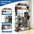 3 Golf Bags Storage Garage Organizer with Wheels 4 Hooks-Black